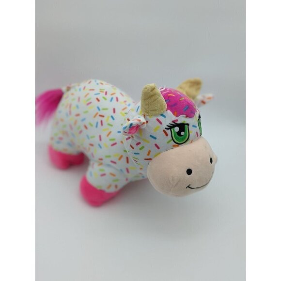 Peek a Boo Toys Plush Cow White Pink Sprinkles Toy 15" pink yellow green - Picture 3 of 9